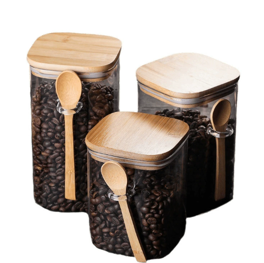 Square borosilicate storage with bamboo lid