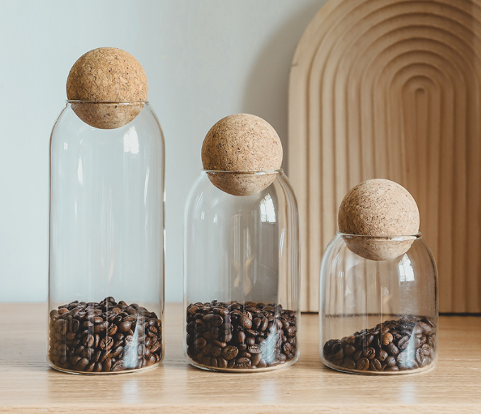 Cork ball high borosilicate storage