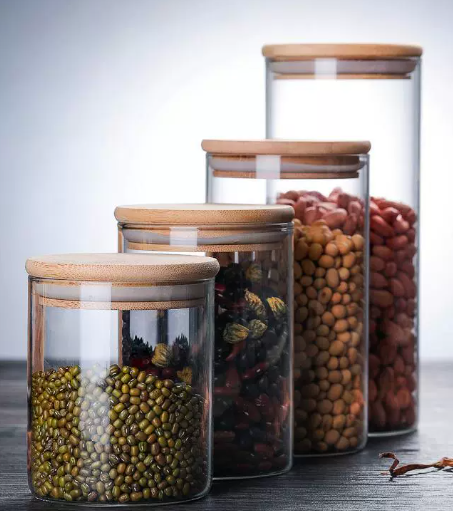 Wooden lid high borosilicate storage